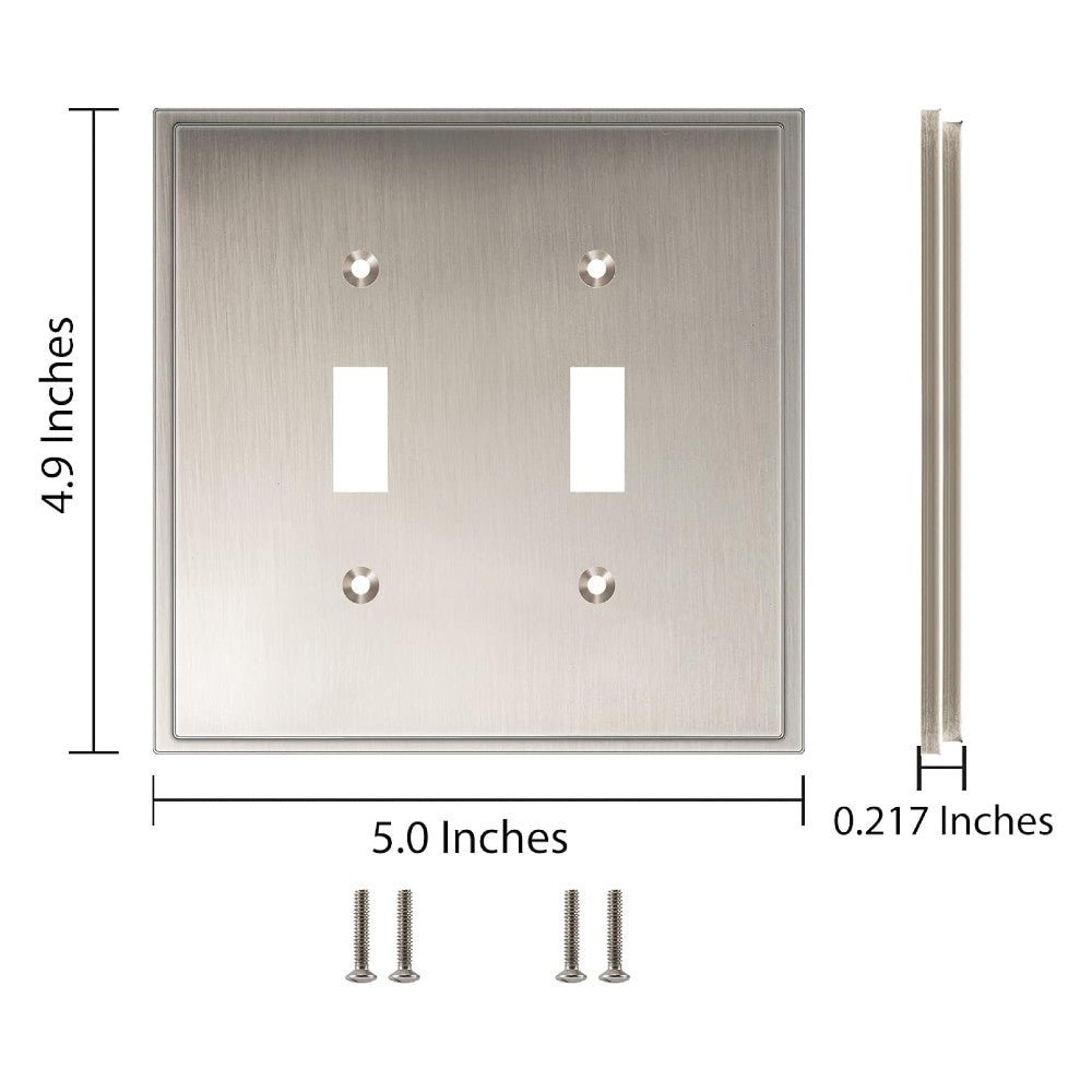 Harmon Satin Nickel Double Toggle Soft Modern Switchplate Cover