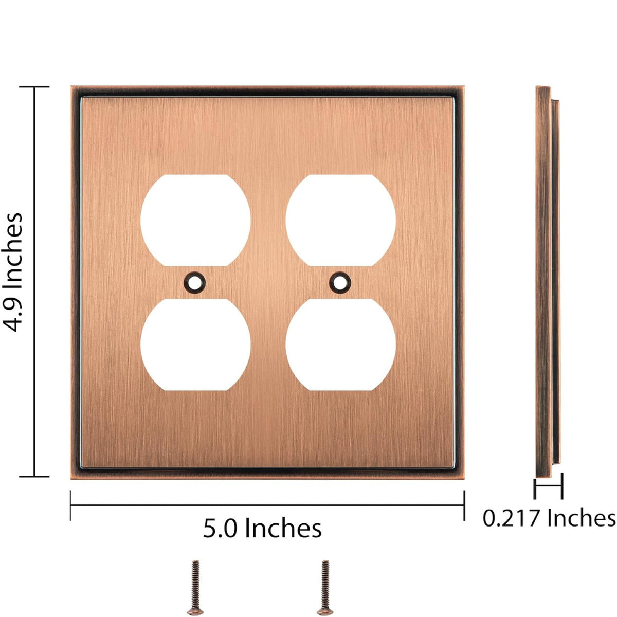 Harmon Antique Copper Double Duplex Soft Modern Outlet Cover