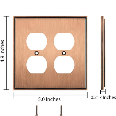 Harmon Antique Copper Double Duplex Soft Modern Outlet Cover