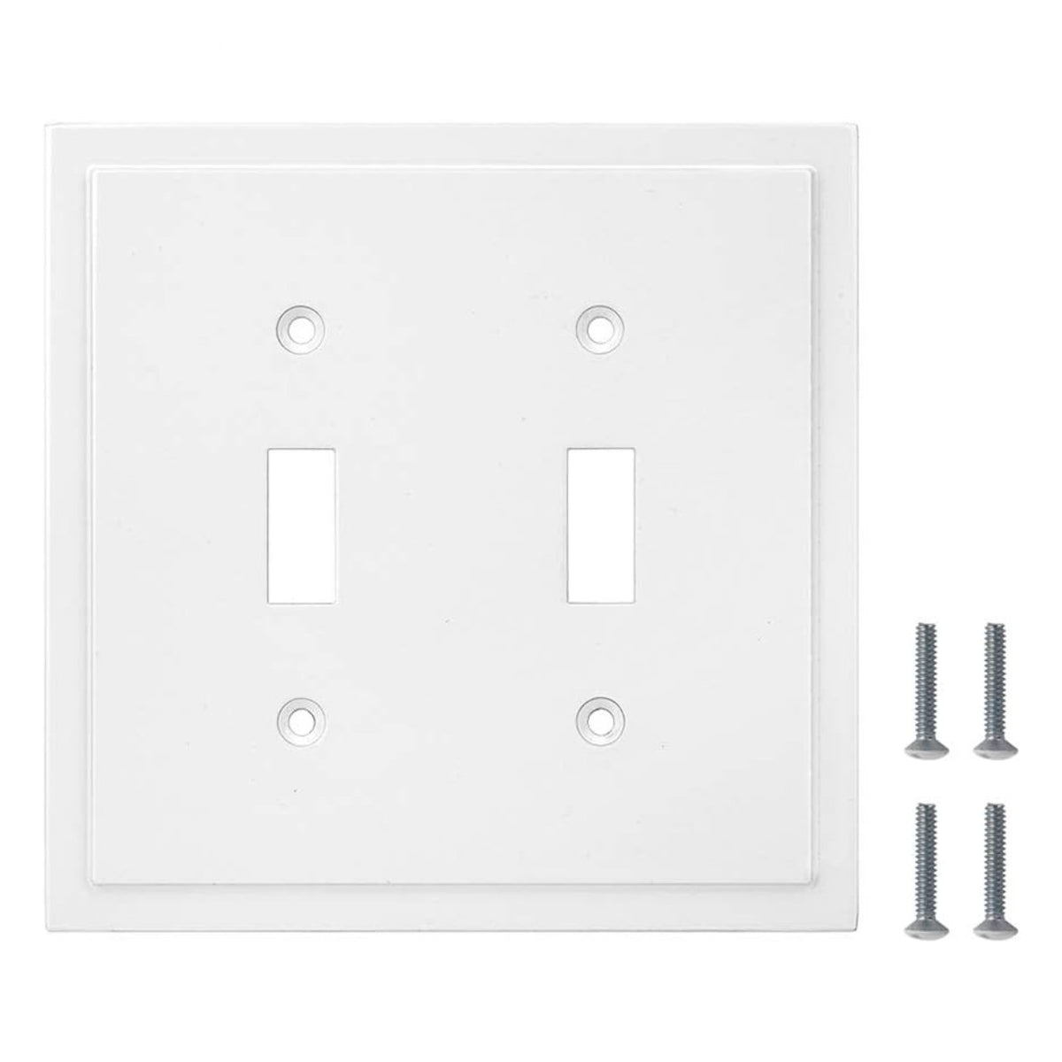 Harmon White Double Toggle Modern Edge Switchplate Cover
