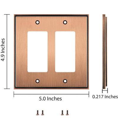 Harmon Antique Copper Double Decora Soft Modern Switchplate Cover