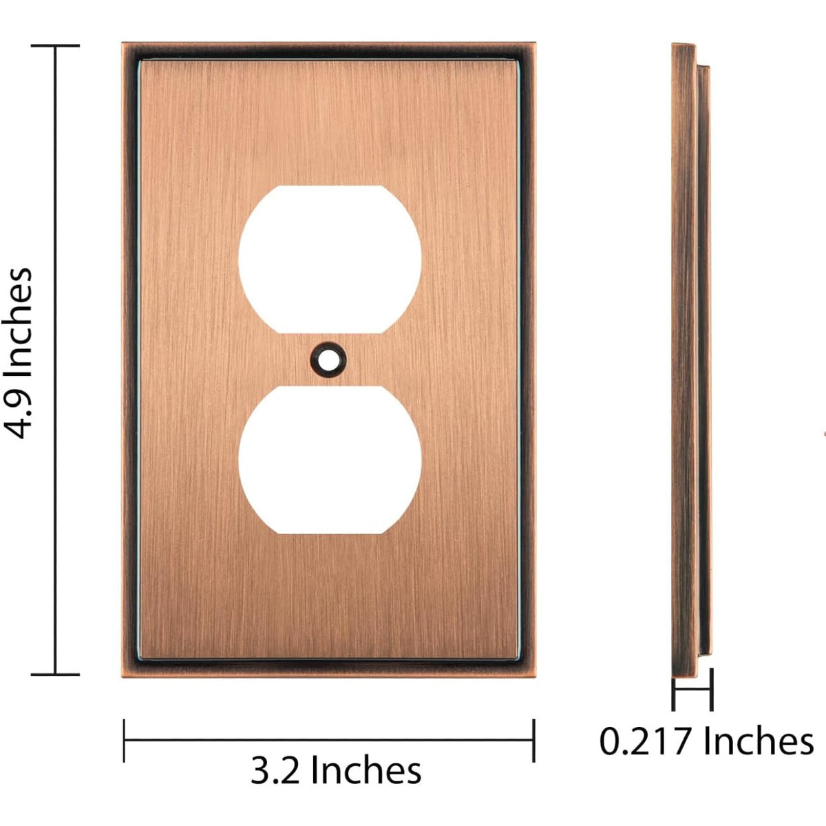 Harmon Antique Copper Single Duplex Soft Modern Outlet Cover