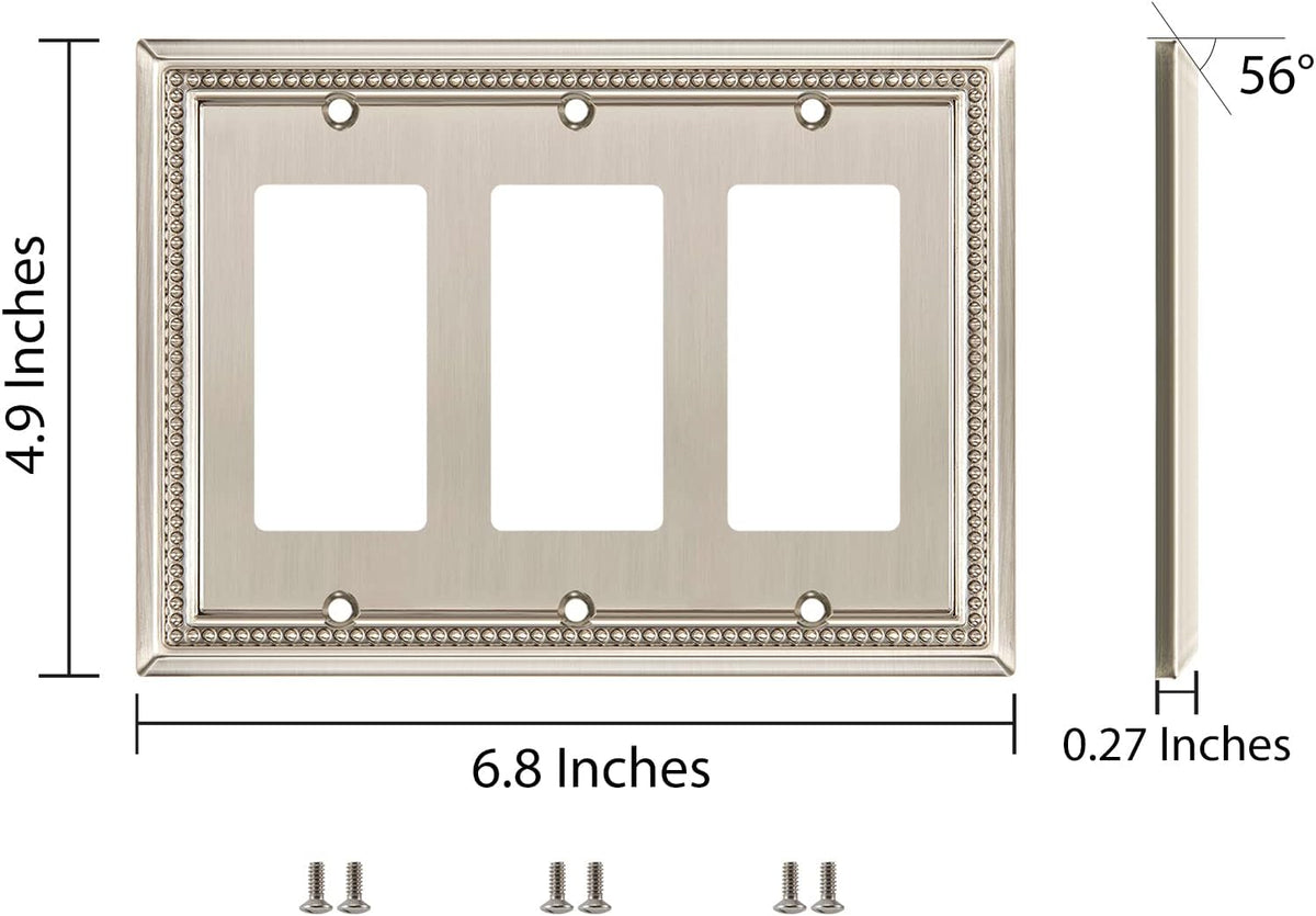 Harmon Satin Nickel Triple Decora Decorative Switchplate Cover