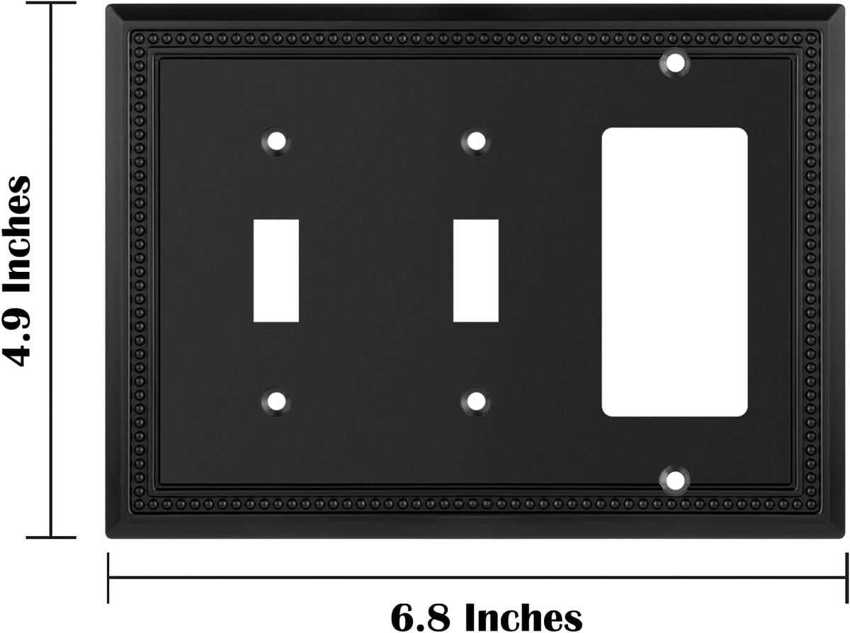 Harmon Matte Black Double Toggle / Single Decora Decorative Switchplate Cover