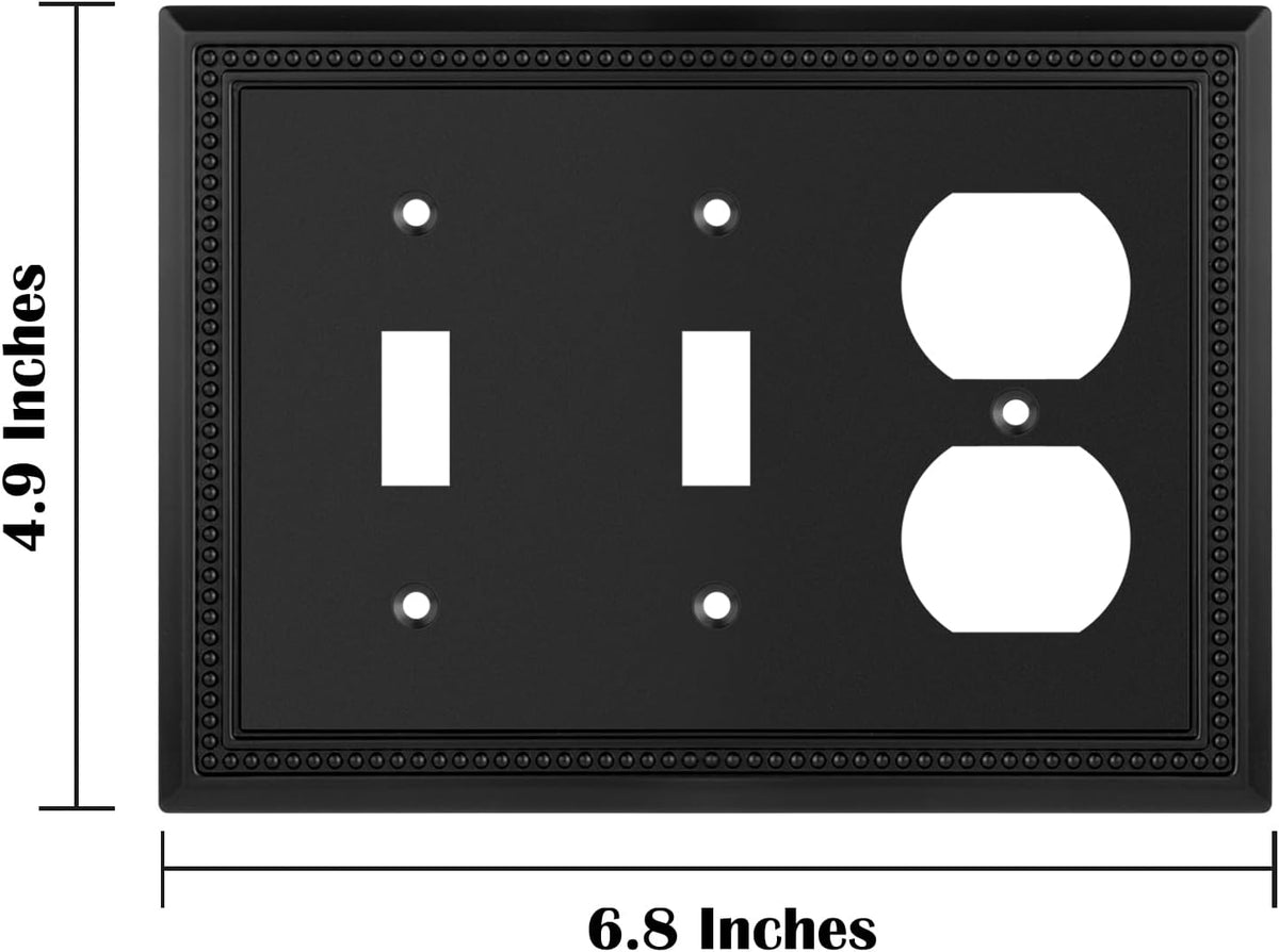 Harmon Matte Black Double Toggle / Single Duplex Decorative Switchplate Cover