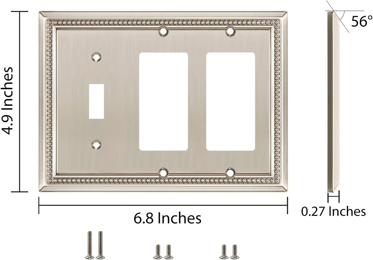 Harmon Satin Nickel Single Toggle / Double Decora Decorative Switchplate Cover