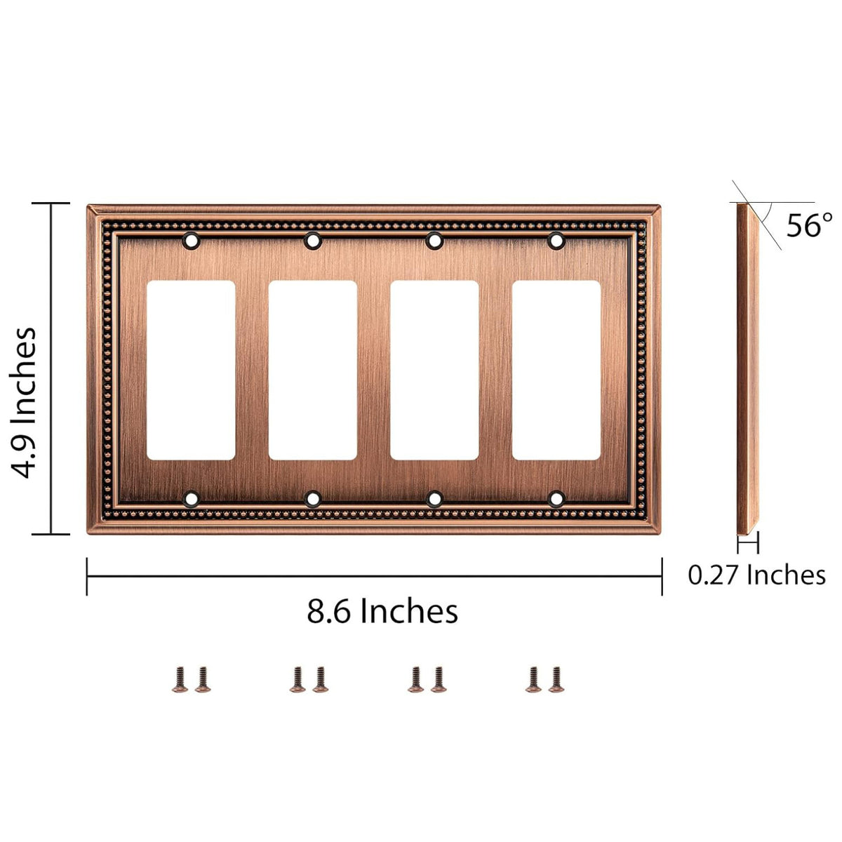 Harmon Antique Copper Quad Decora Decorative Switchplate Cover