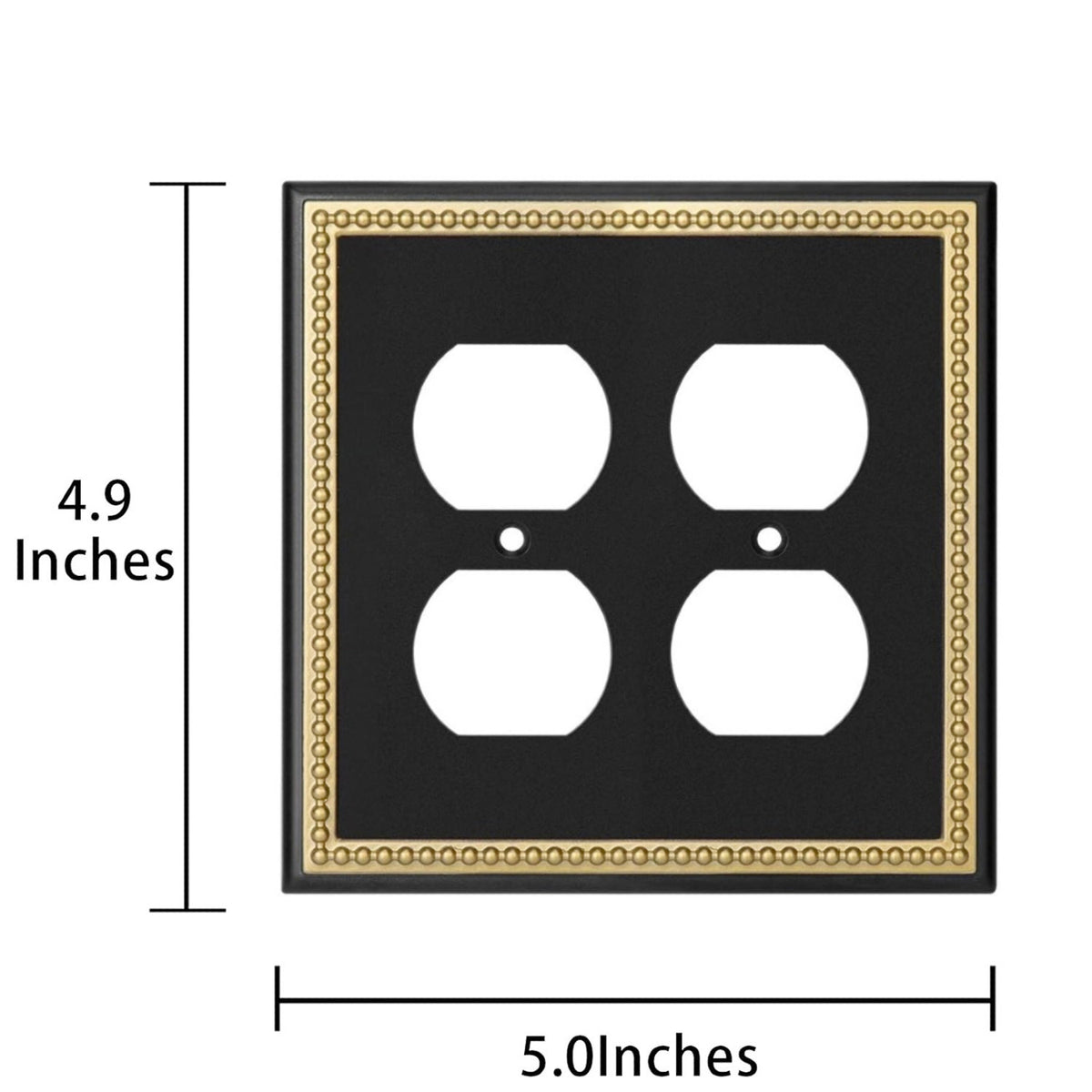 Harmon Black and Brushed Gold Double Duplex Decorative Outlet Cover