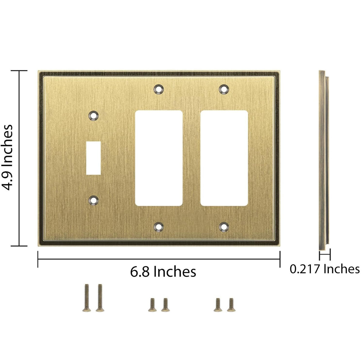 Harmon Antique Brass Single Toggle / Double Decora Soft Modern Switchplate Cover