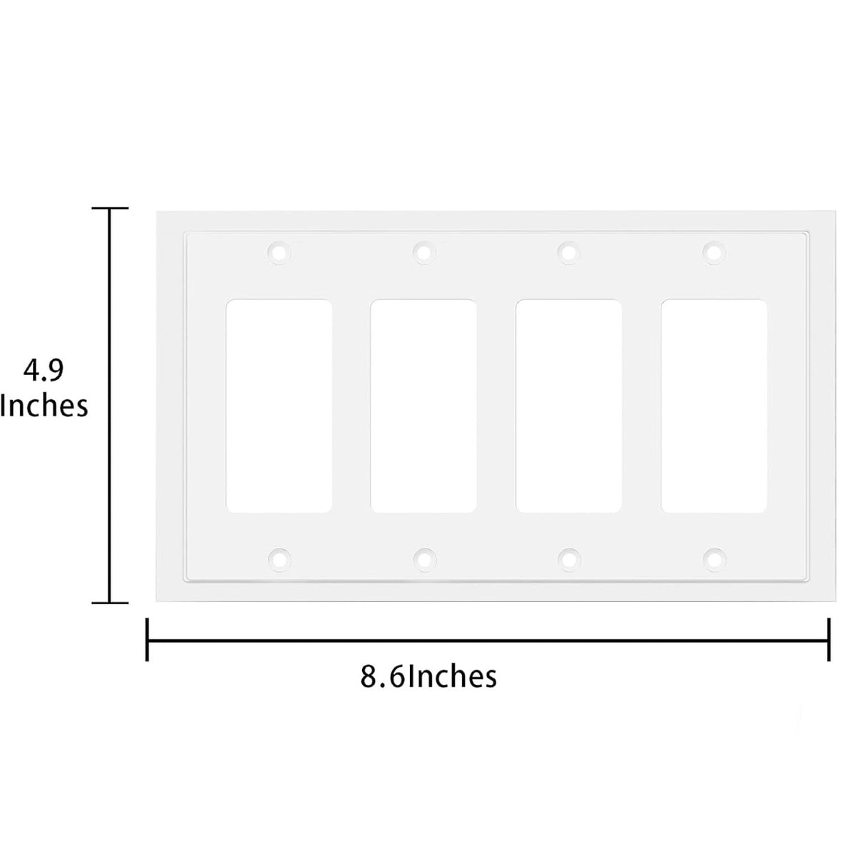 Harmon White Quad Decora Modern Edge Switchplate Cover