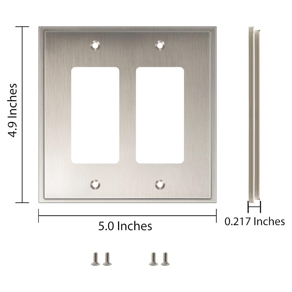 Harmon Satin Nickel Double Decora Soft Modern Switchplate Cover