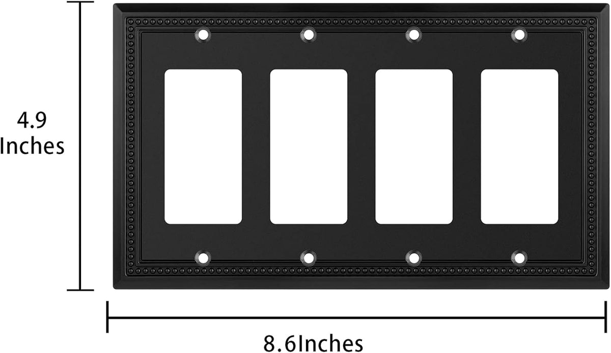 Harmon Matte Black Quad Decora Decorative Switchplate Cover