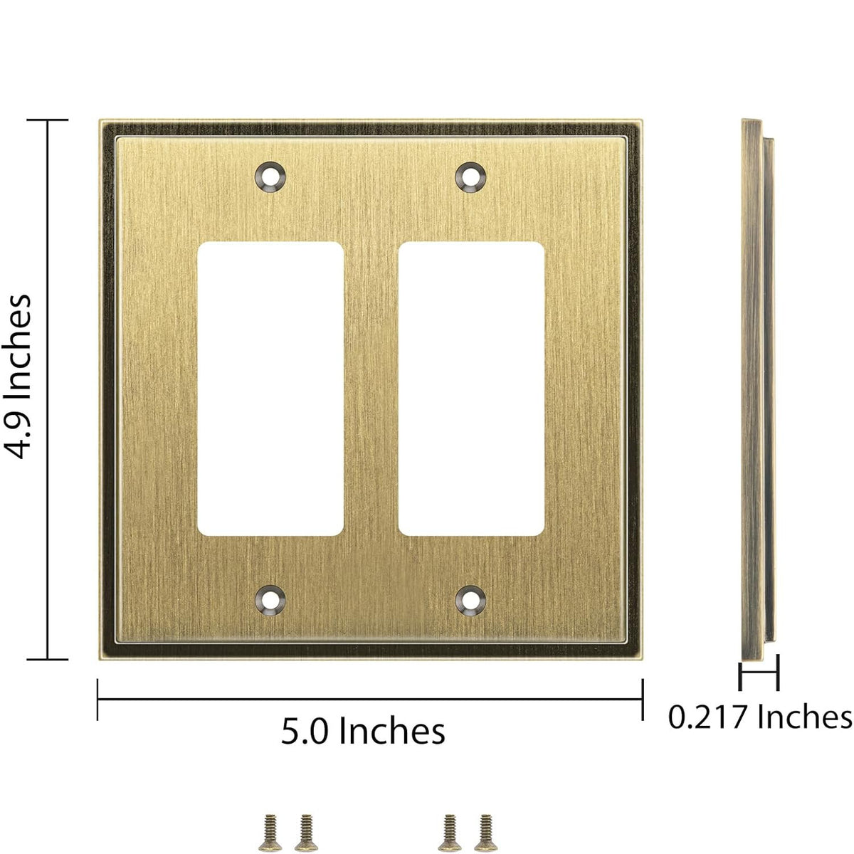 Harmon Antique Brass Double Decora Soft Modern Switchplate Cover