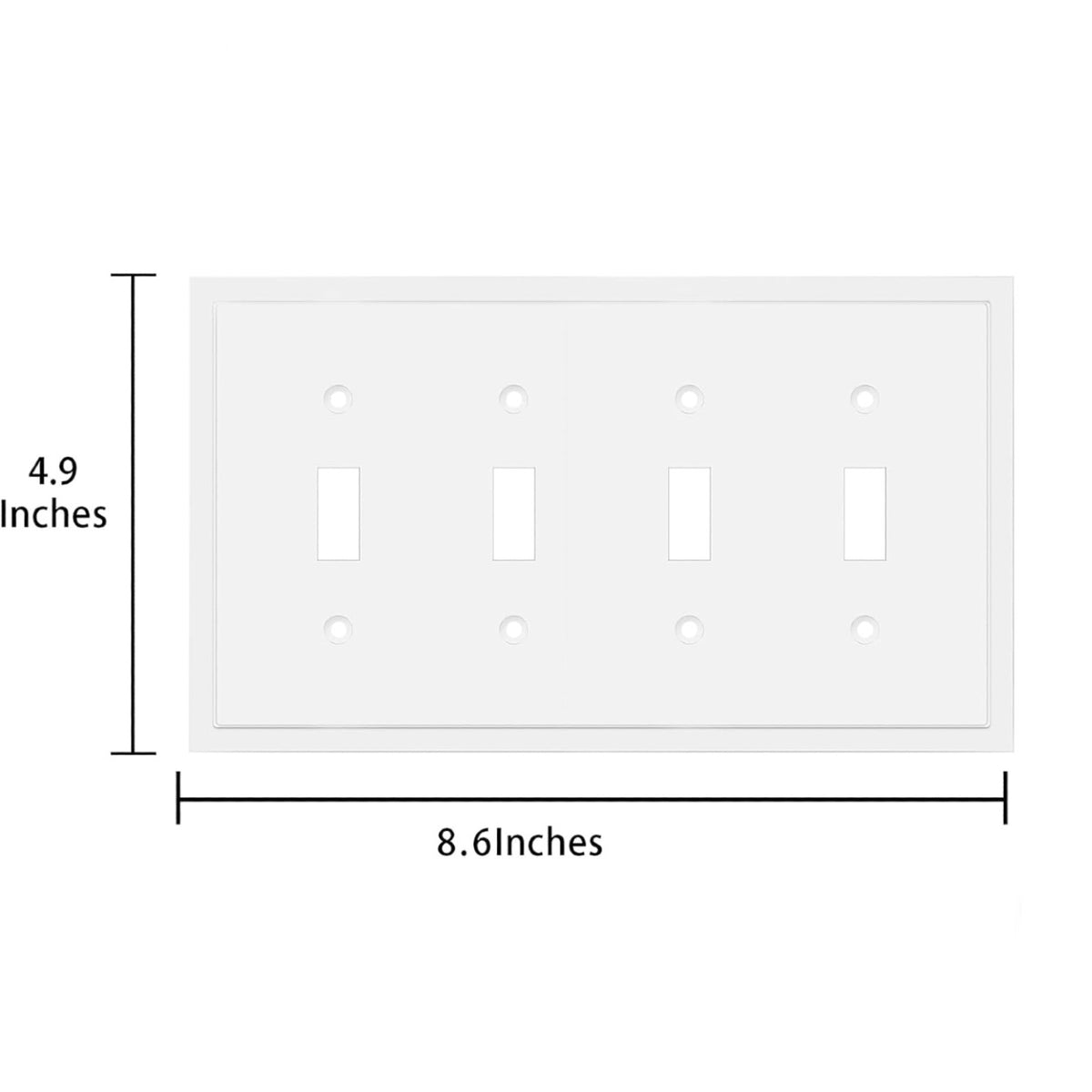 Harmon White Quad Toggle Modern Edge Switchplate Cover