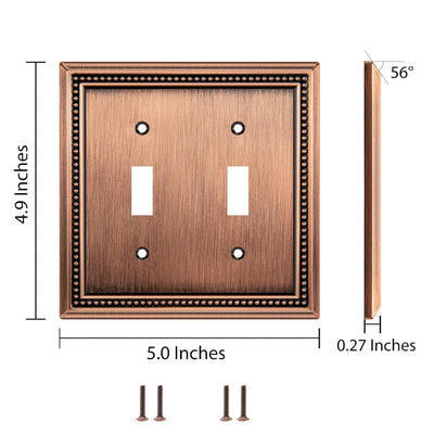 Harmon Antique Copper Double Toggle Decorative Switchplate Cover