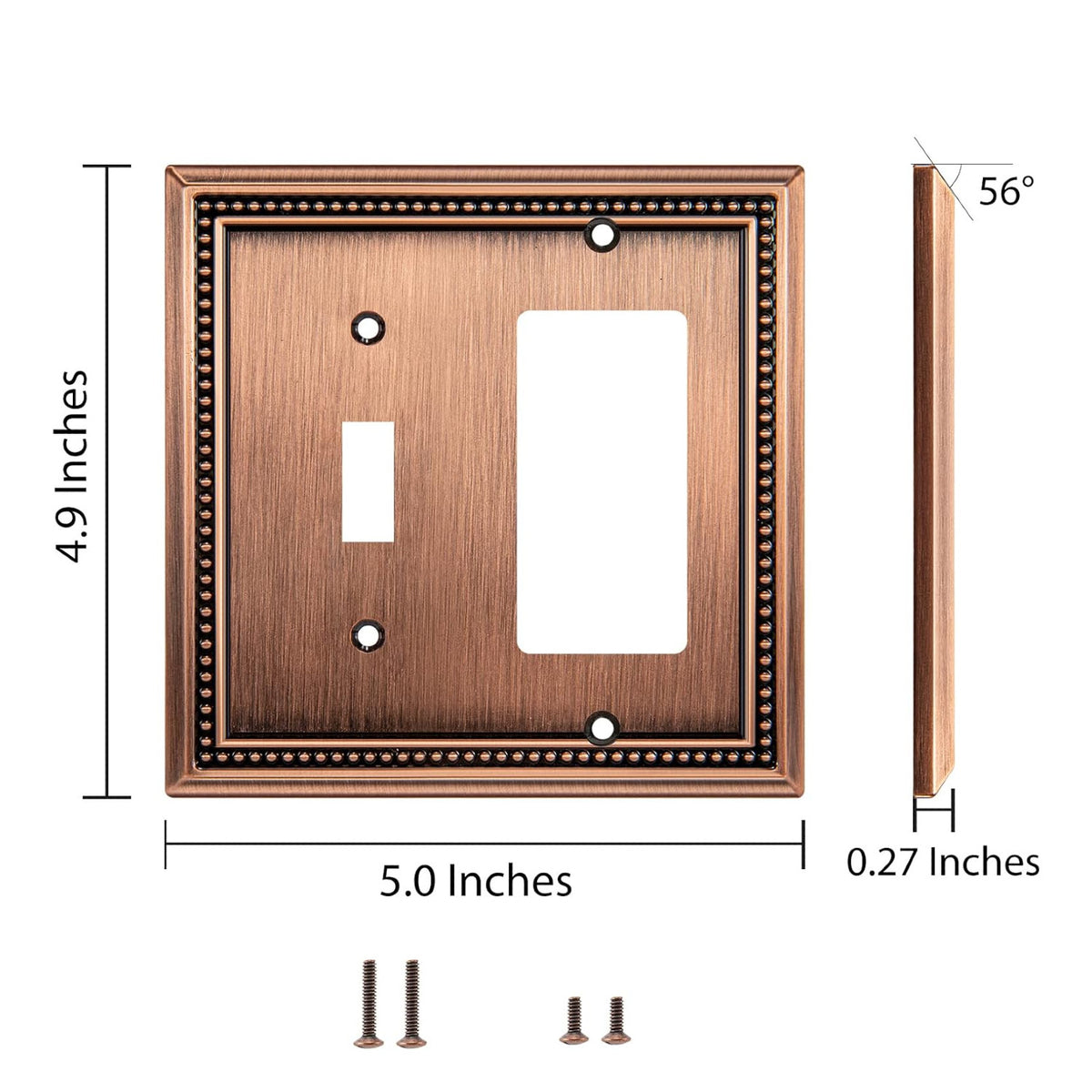 Harmon Antique Copper Single Toggle / Single Decora Decorative Switchplate Cover
