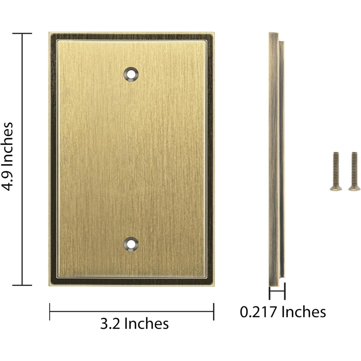 Harmon Antique Brass Single Blank Soft Modern Switchplate Cover