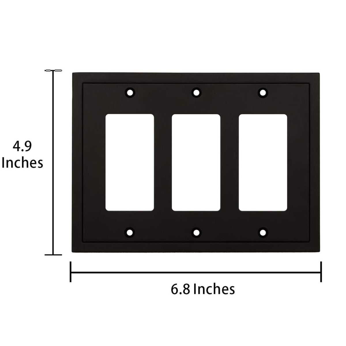 Harmon Matte Black Triple Decora Modern Edge Switchplate Cover