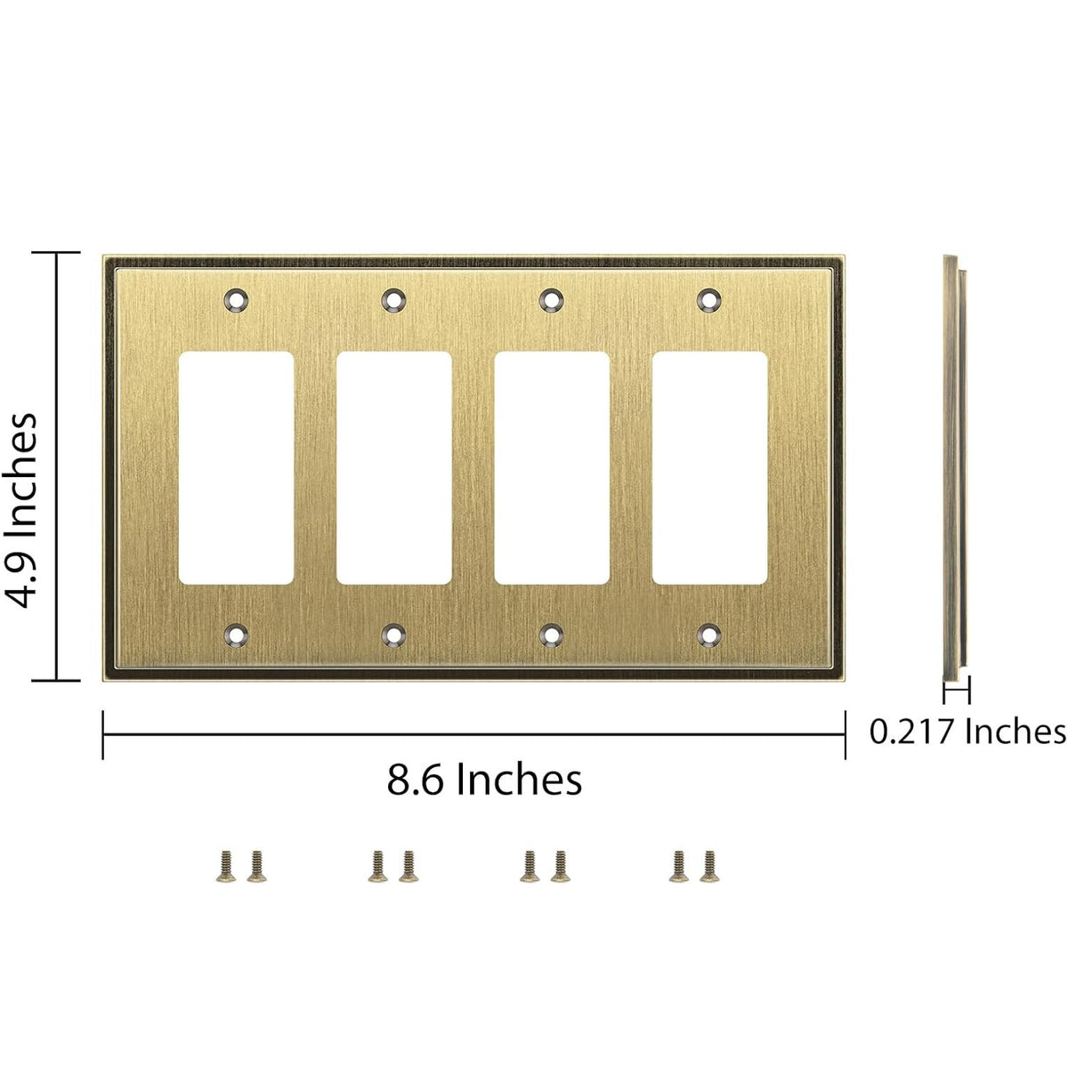 Harmon Antique Brass Quad Decora Soft Modern Switchplate Cover