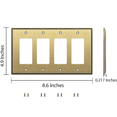 Harmon Antique Brass Quad Decora Soft Modern Switchplate Cover