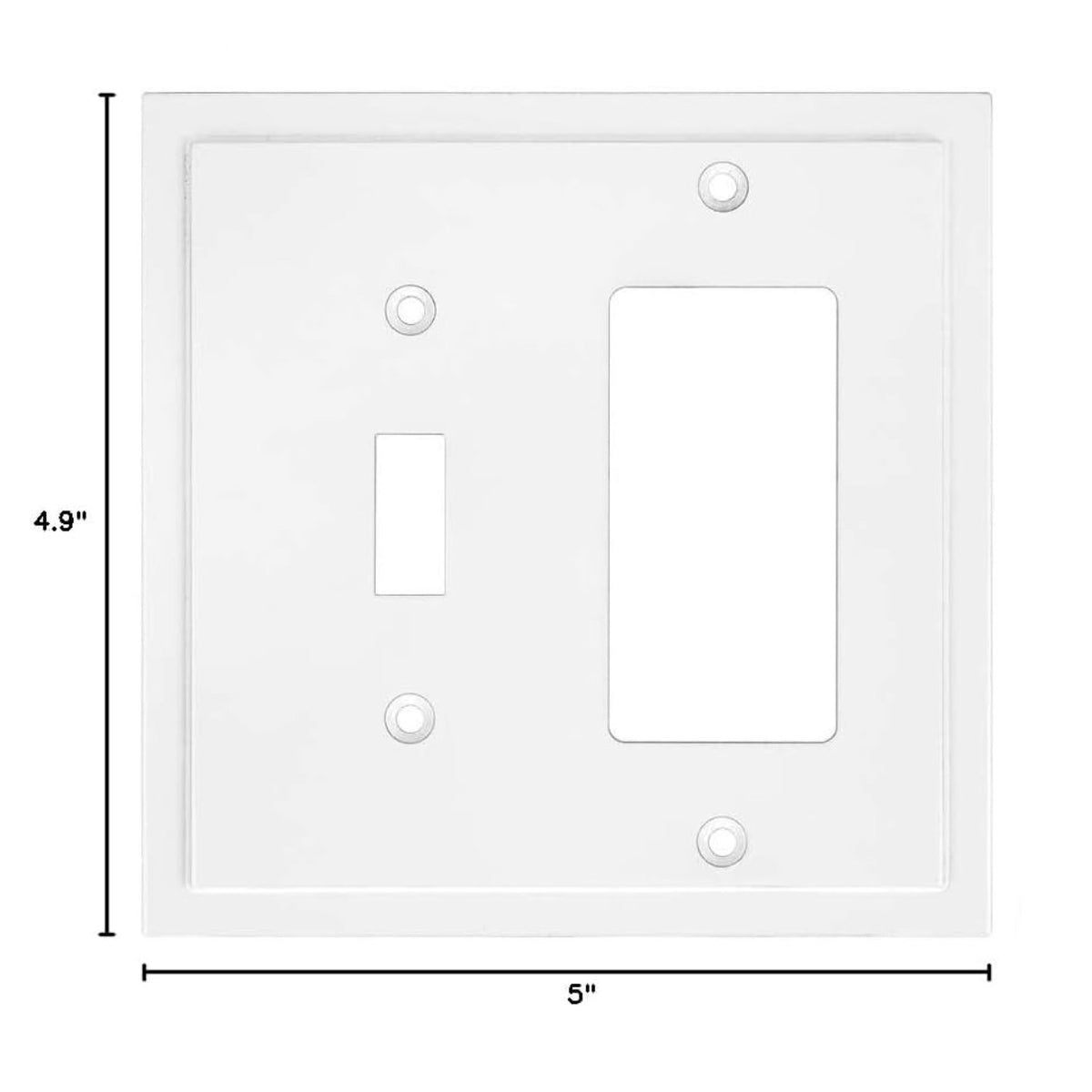 Harmon White Single Toggle / Single Decora Modern Edge Switchplate Cover
