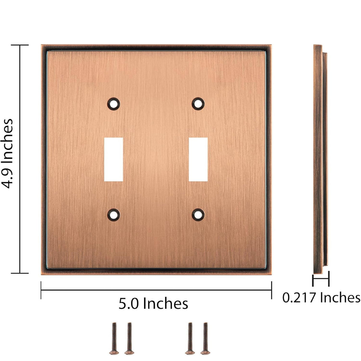 Harmon Antique Copper Double Toggle Soft Modern Switchplate Cover