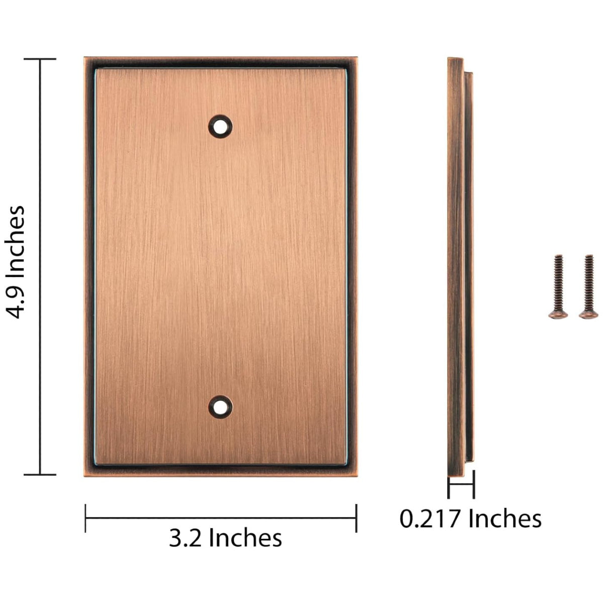 Harmon Antique Copper Single Blank Soft Modern Switchplate Cover