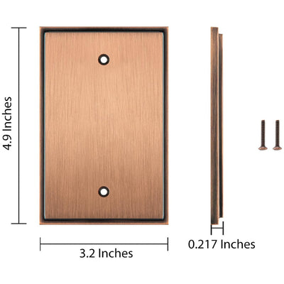 Harmon Antique Copper Single Blank Soft Modern Switchplate Cover