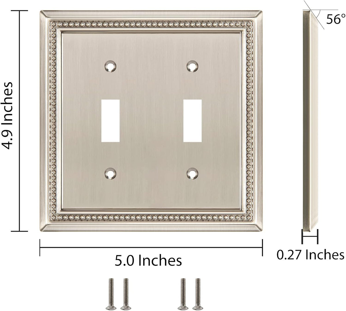 Harmon Satin Nickel Double Toggle Decorative Switchplate Cover