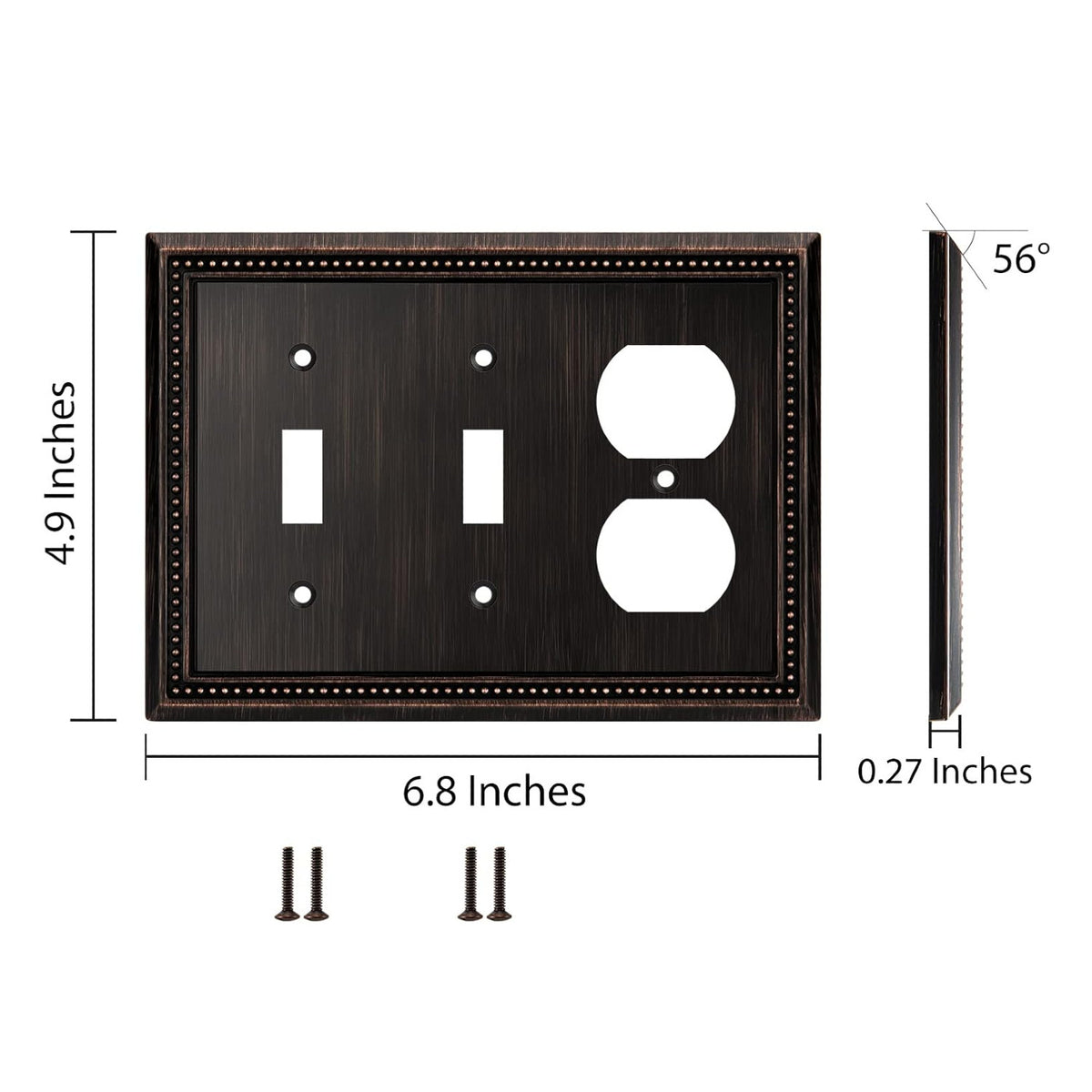 Harmon Aged Bronze Double Toggle / Single Duplex Decorative Switchplate Cover