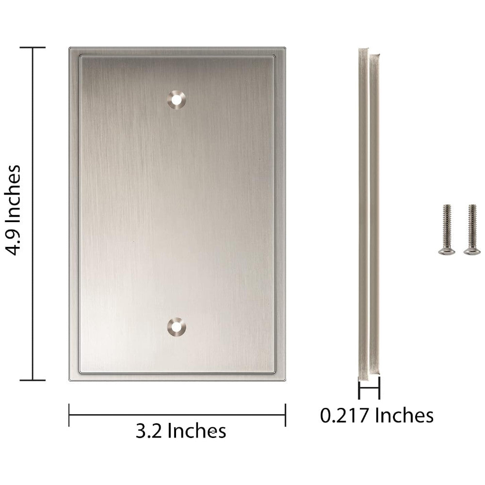 Harmon Satin Nickel Single Blank Soft Modern Switchplate Cover