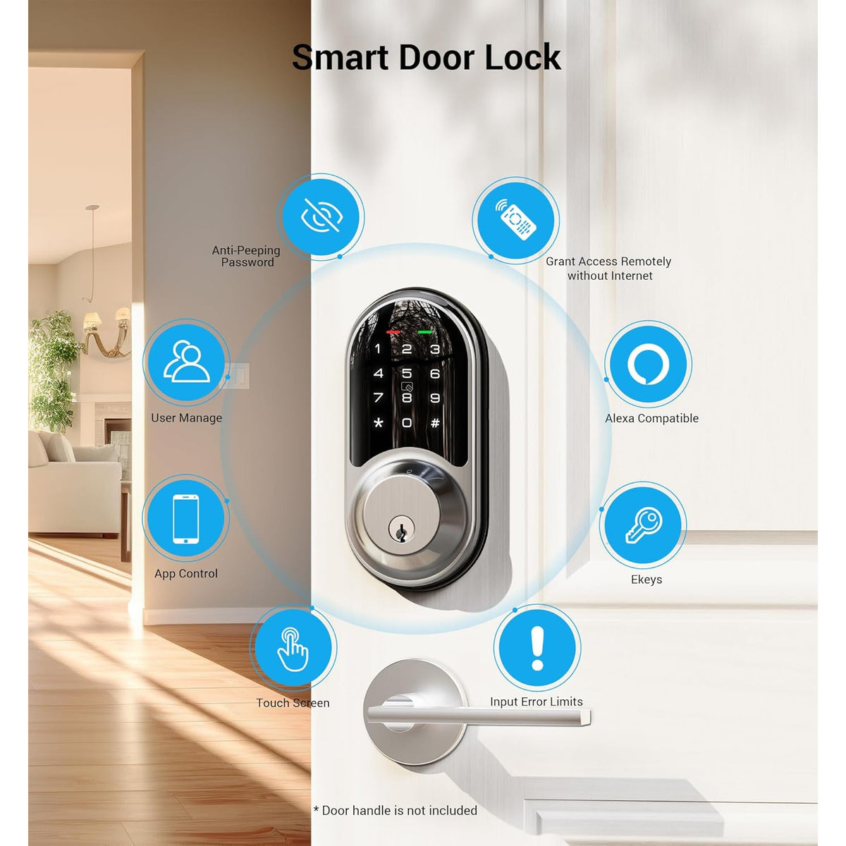 Keyless Entry RZ06 Satin Nickel Keypad Smart Deadbolt