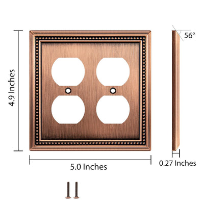 Harmon Antique Copper Double Duplex Decorative Outlet Cover