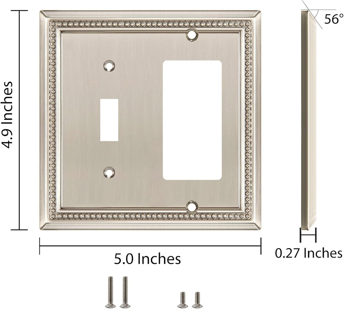Harmon Satin Nickel Single Toggle / Single Decora Decorative Switchplate Cover