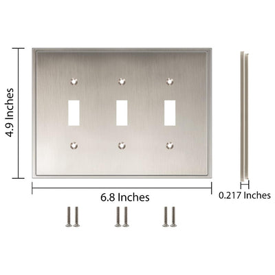 Harmon Satin Nickel Triple Toggle Soft Modern Switchplate Cover
