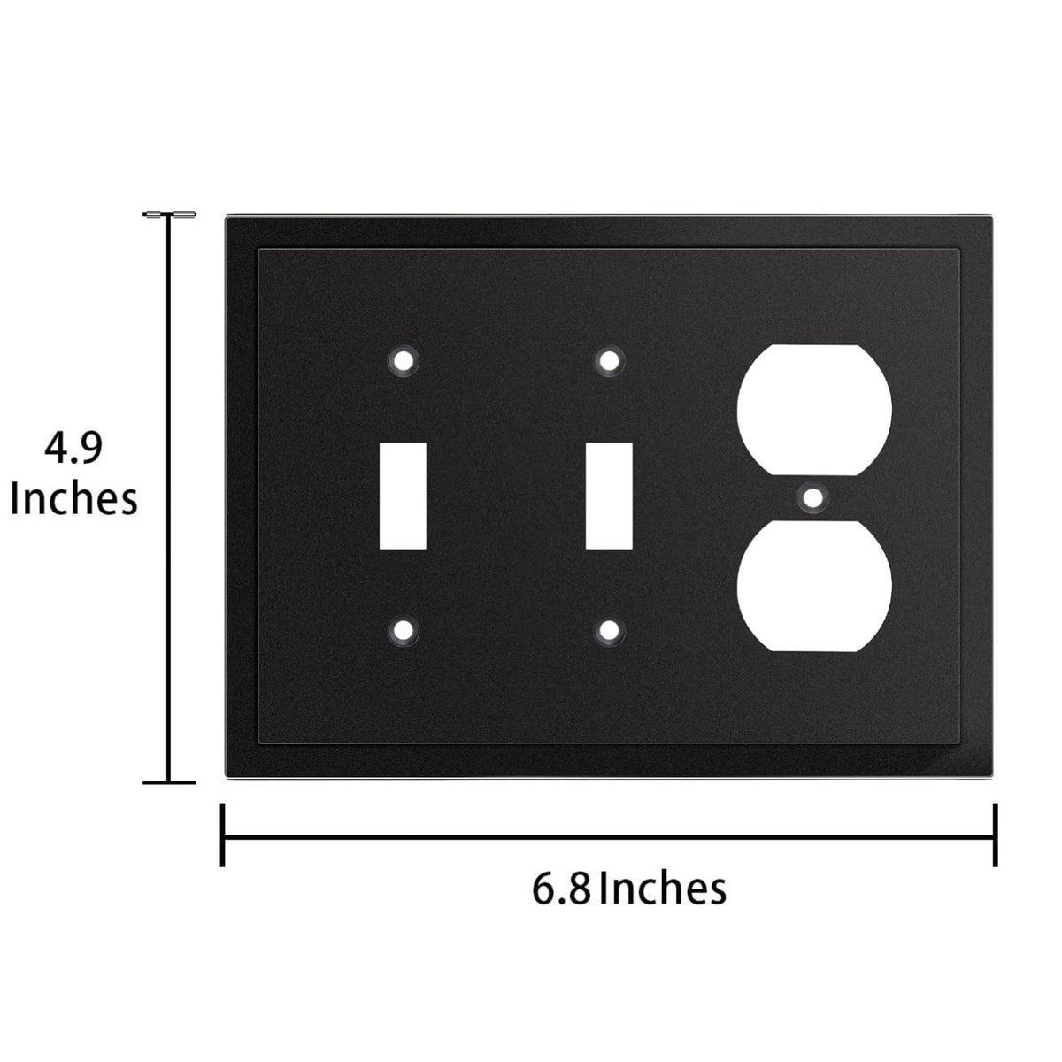 Harmon Matte Black Double Toggle / Single Duplex Modern Edge Switchplate Cover