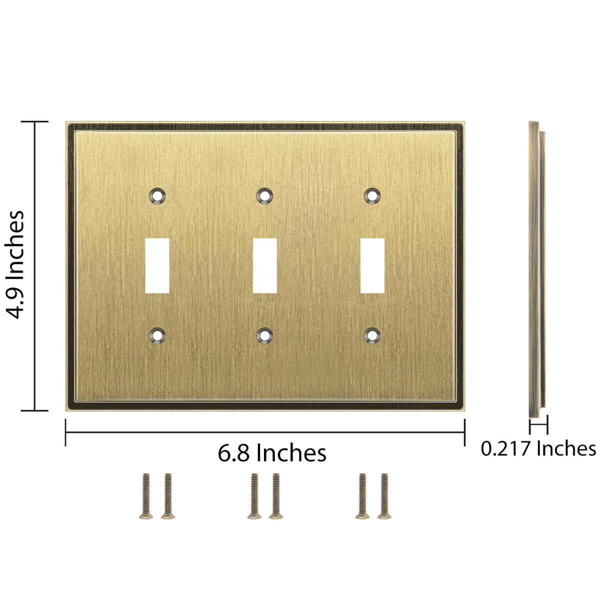 Harmon Antique Brass Triple Toggle Soft Modern Switchplate Cover