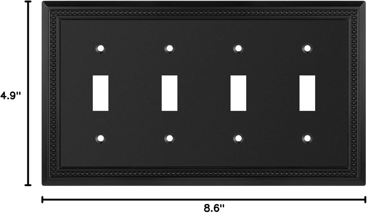 Harmon Matte Black Quad Toggle Decorative Switchplate Cover