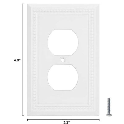 Harmon White Single Duplex Decorative Outlet Cover