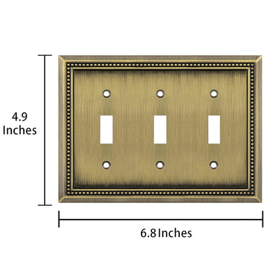 Harmon Antique Brass Triple Toggle Decorative Switchplate Cover
