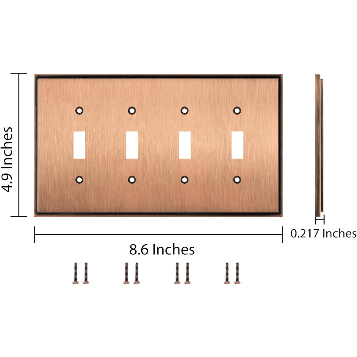 Harmon Antique Copper Quad Toggle Soft Modern Switchplate Cover