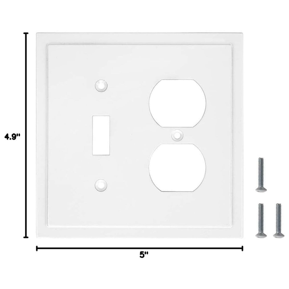 Harmon White Single Toggle / Single Duplex Modern Edge Switchplate Cover
