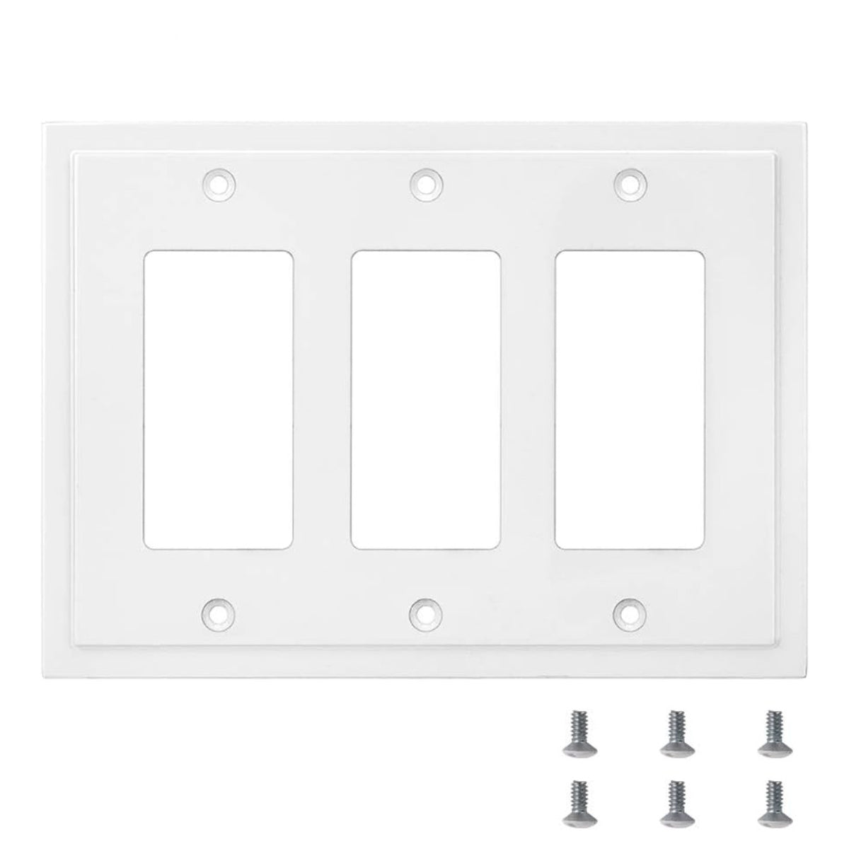 Harmon White Triple Decora Modern Edge Switchplate Cover
