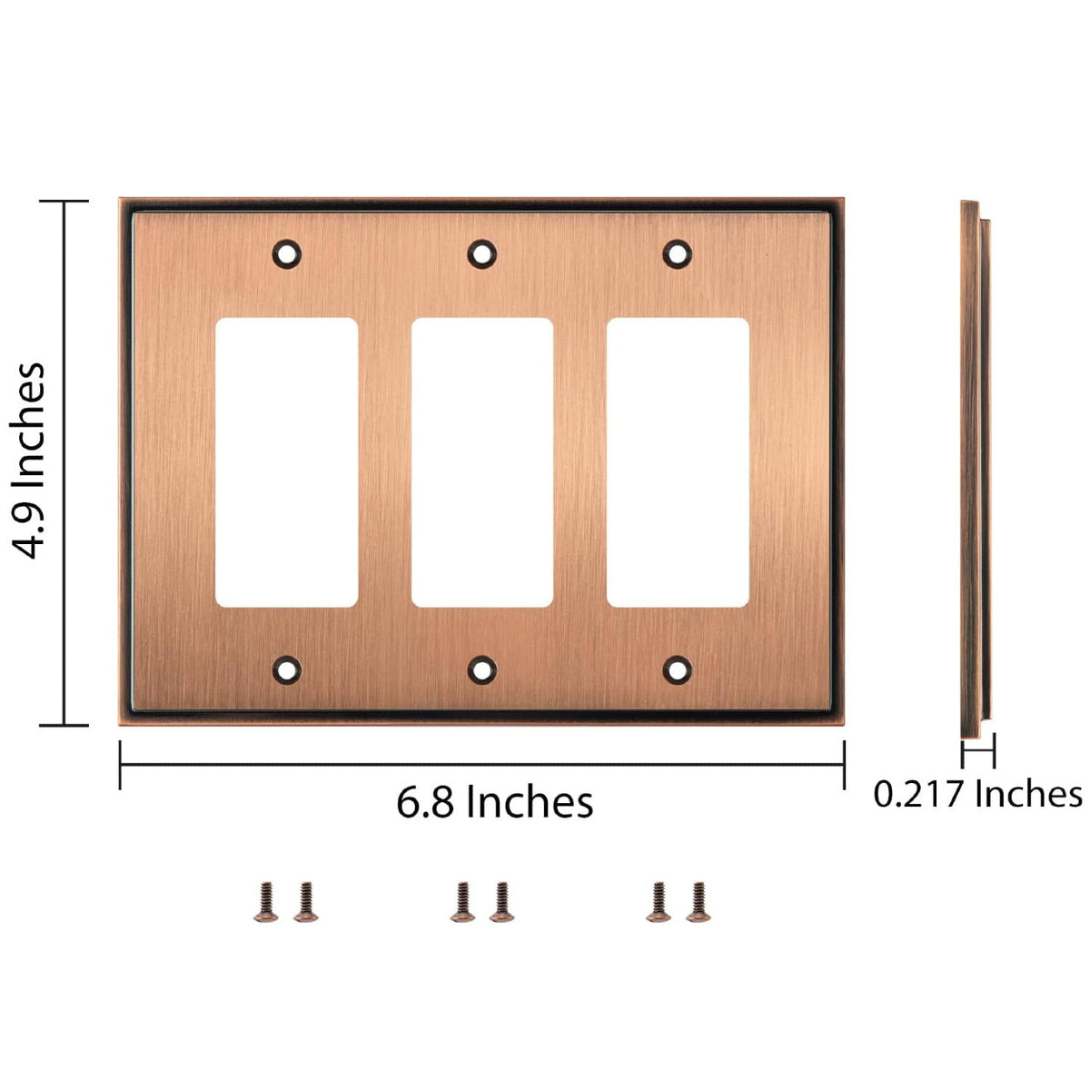 Harmon Antique Copper Triple Decora Soft Modern Switchplate Cover