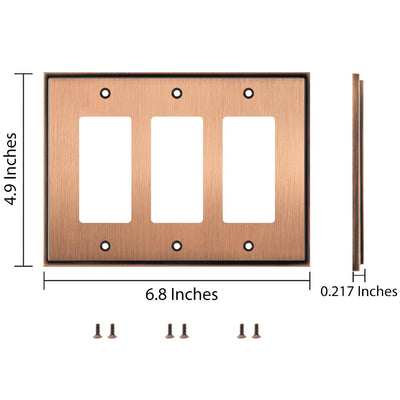 Harmon Antique Copper Triple Decora Soft Modern Switchplate Cover