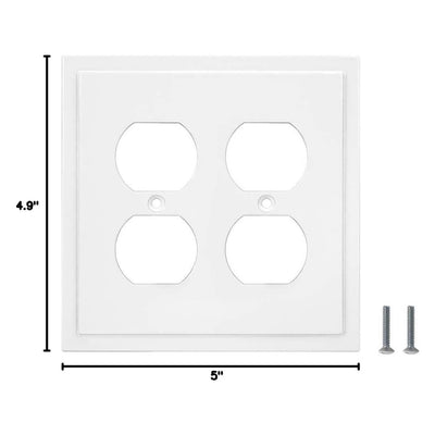 Harmon White Double Duplex Modern Edge Outlet Cover
