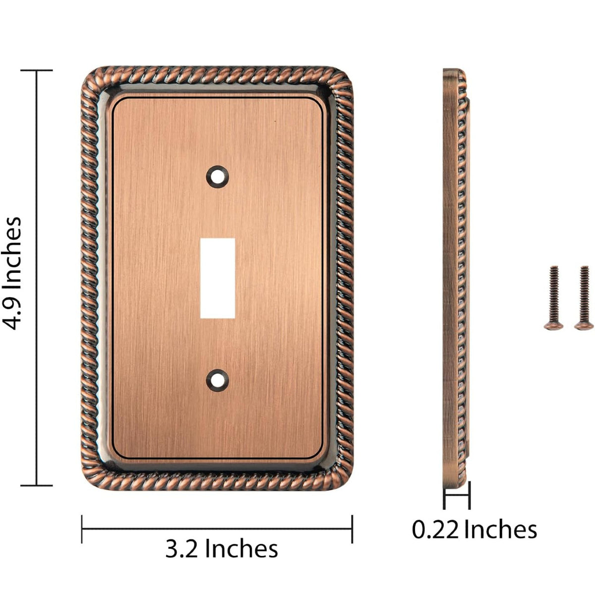 Harmon Antique Copper Single Toggle Rope Edge Switchplate Cover