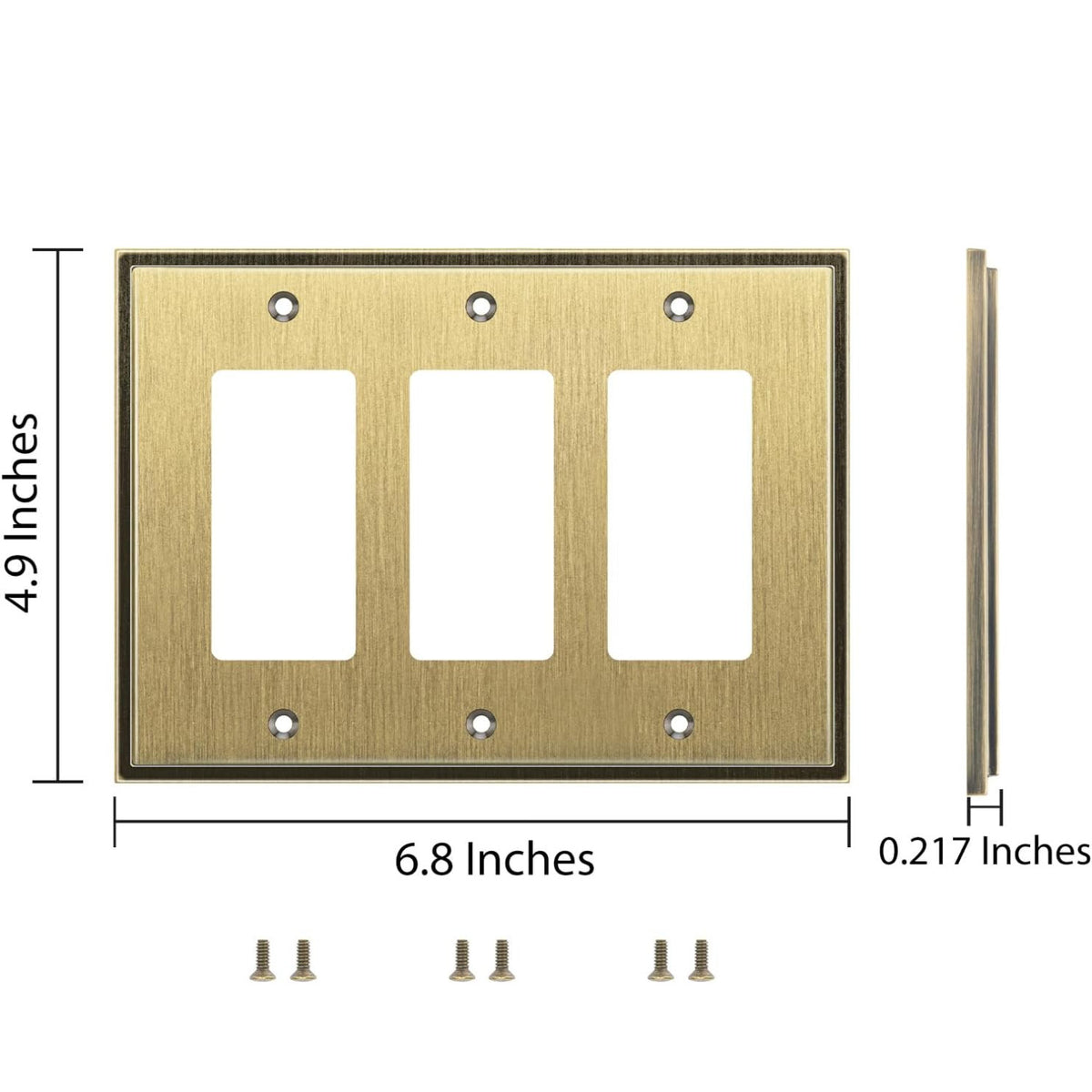 Harmon Antique Brass Triple Decora Soft Modern Switchplate Cover