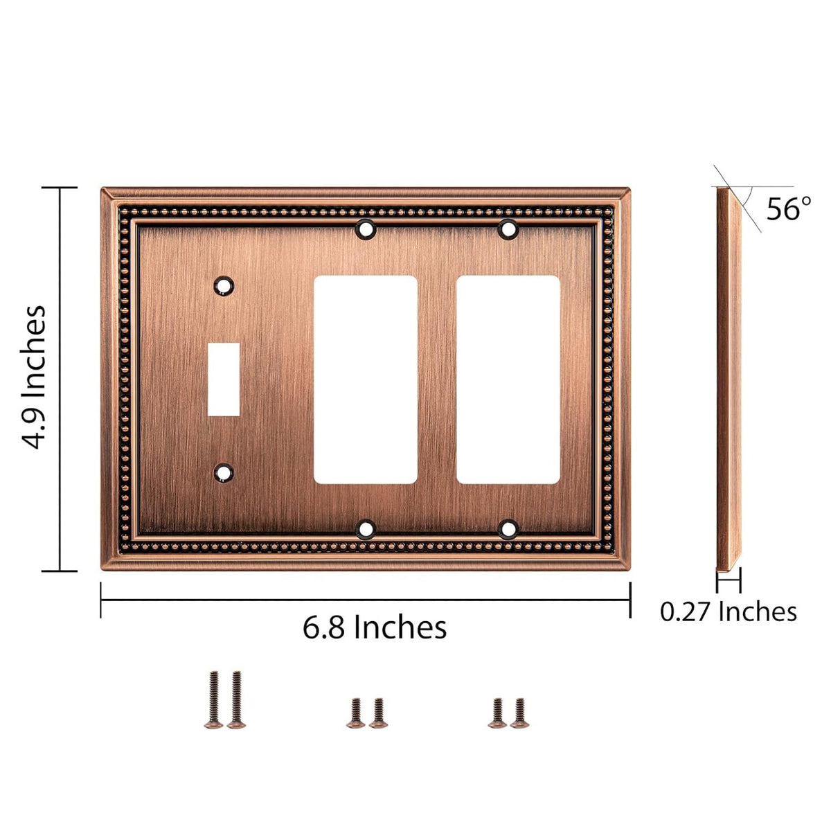 Harmon Antique Copper Single Toggle / Double Decora Decorative Switchplate Cover