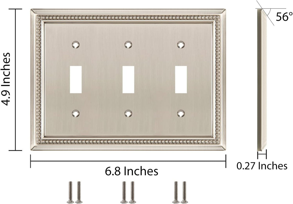 Harmon Satin Nickel Triple Toggle Decorative Switchplate Cover